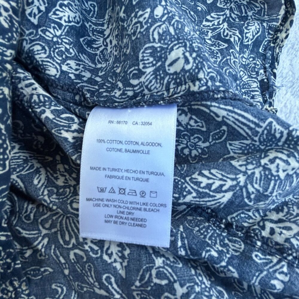 Maeve Anthropologie Women Floral Button-Up Shirt Size 2 Navy White Cotton Casual - Picture 4 of 7